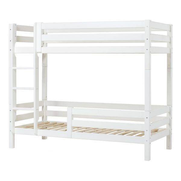 Hoppekids ECO Luxury hoog stapelbed 90x200 cm met rugleuning & bedhekje op het onderste bed, Wit