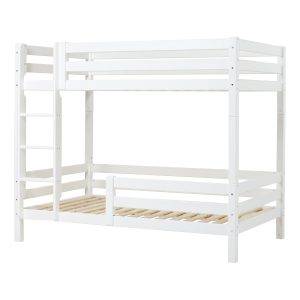 Hoppekids ECO Luxury hoog stapelbed 120x200 cm met rugleuning & bedhekje op het onderste bed, Wit