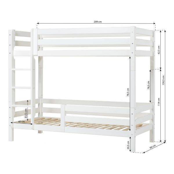 Hoppekids ECO Luxury hoog stapelbed 90x200 cm met rugleuning & bedhekje op het onderste bed, Wit - Afbeelding 4