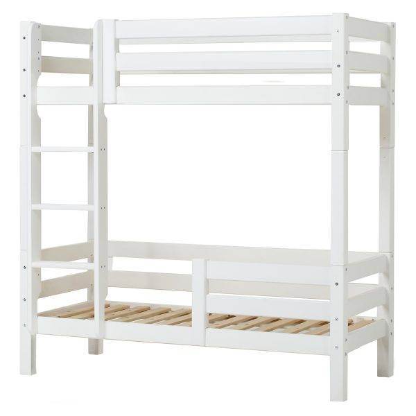 Hoppekids ECO Luxury hoog stapelbed 70x160 cm met rugleuning & bedhekje op het onderste bed, Wit