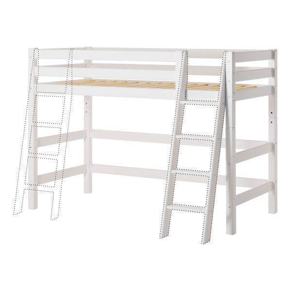 Hoppekids ECO Luxury middenhoog bed 90x200 cm met schuine ladder, Wit - Afbeelding 7
