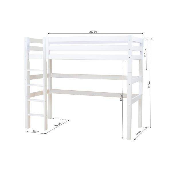 Hoppekids ECO Luxury hoogslaper 90x200 cm, Flexibele lattenbodem, Wit - Afbeelding 5