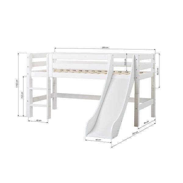Hoppekids ECO Luxury halfhoogslaper 90x200 met Glijbaan en Flexibele lattenbodem - Afbeelding 4