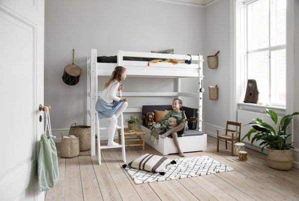Hoppekids ECO Luxury hoogslaper 90x200 cm met schuine ladder, Wit - Afbeelding 6