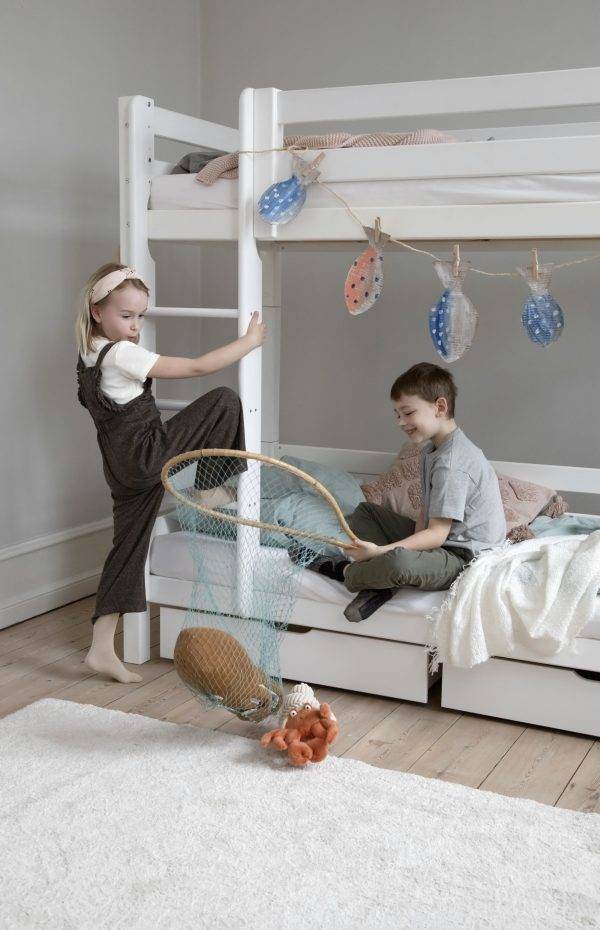 Hoppekids ECO Luxury hoog stapelbed 90x200 cm met rugleuning op het onderste bed, Wit - Afbeelding 7