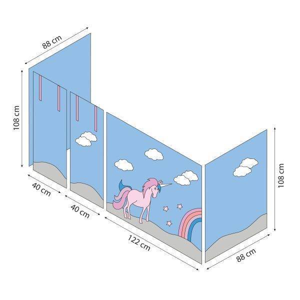 Hoppekids Eenhoorn gordijn voor halfhoog bed 90x200 cm - Afbeelding 6