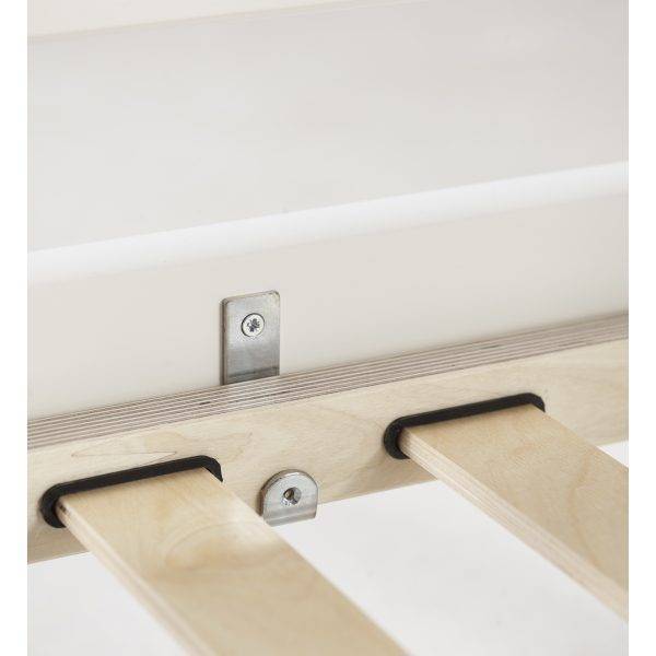 Hoppekids ECO Luxury hoog stapelbed met flexibele lattenbodem, schuine ladder, rugleuning en 1/2 bedhekje 90x200 cm, Wit - Afbeelding 3