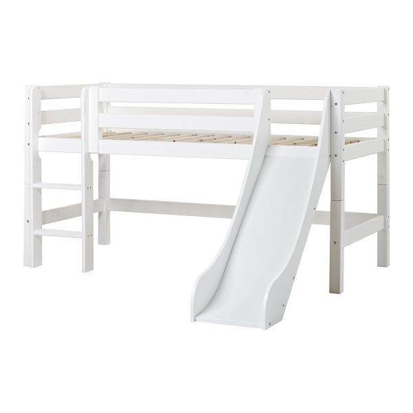 Hoppekids ECO Luxury halfhoogslaper 90x200 met Glijbaan en Flexibele lattenbodem
