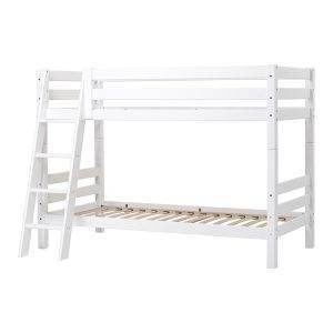 Hoppekids ECO Luxury stapelbed 90x200 cm met schuine ladder, Flexibel lattenbodem, Wit