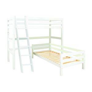 Hoppekids ECO Luxury stapelbed Angle 90x200 cm met schuine ladder, Flexibel lattenbodem, Wit